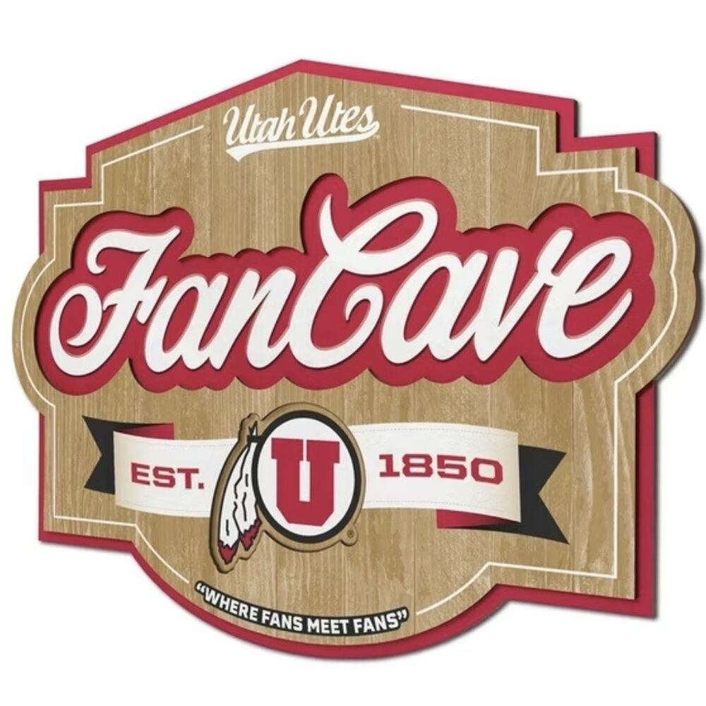 YouTheFan Utah Utes Fan Cave Wall Sign 17” x 12.5” 3D Multi-Layered NCAA